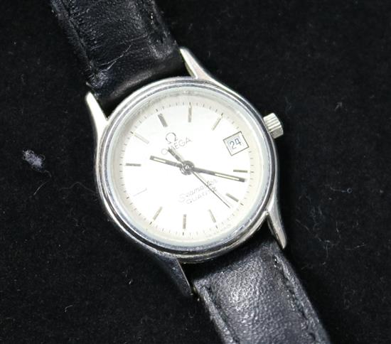 A ladys steel Omega Seamaster quartz wrist watch.